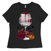 Black halloween roses wine Ladies Tee - FaDigitalArtStudio