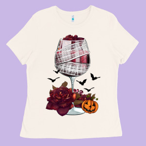 Halloween Roses Wine Ladies Tee Designed By Fadigitalartstudio