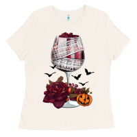 Bone halloween roses wine Ladies Tee - FaDigitalArtStudio