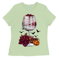 Matcha halloween roses wine Ladies Tee - FaDigitalArtStudio