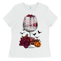 White halloween roses wine Ladies Tee - FaDigitalArtStudio