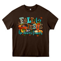 Chocolate Brown fall for jesus he never leaves Heavy Core Tee - AdoDesignShop