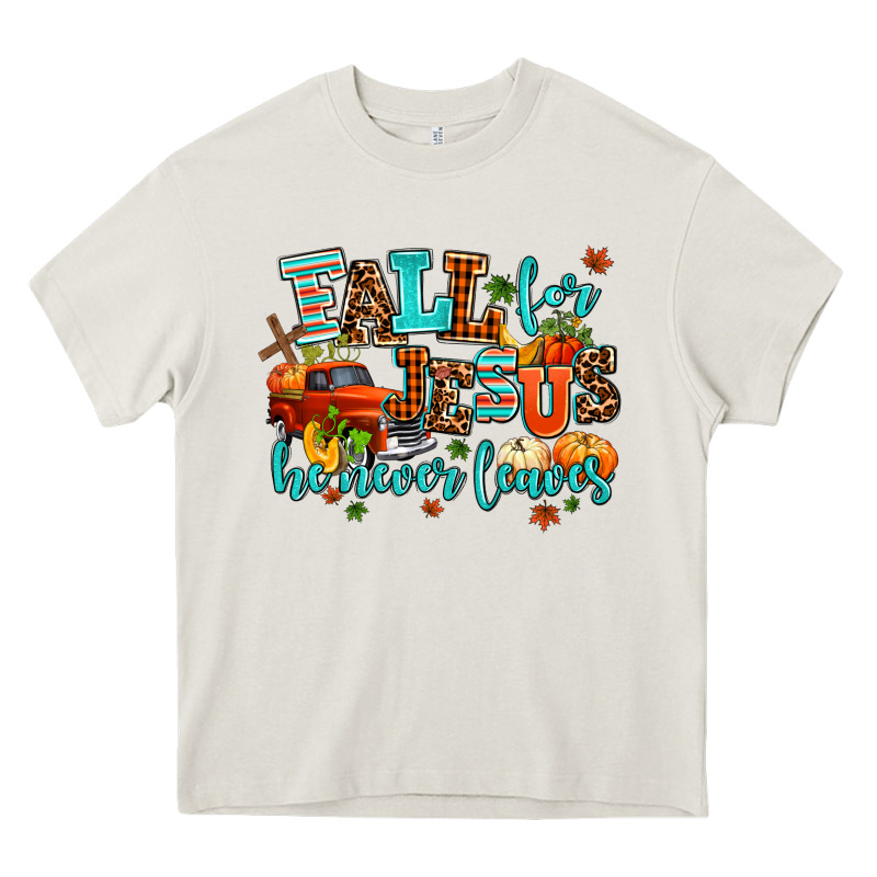 Fall For Jesus He Never Leaves Heavy Core Tee by AdoDesignShop | Teevron