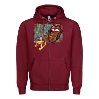 Burgundy Merry Christmas Lips Santa Zipper Hoodie - Bettercallsaul
