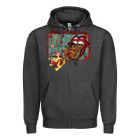 Charcoal Heather Merry Christmas Lips Santa Zipper Hoodie - Bettercallsaul