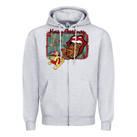 Heather Grey Merry Christmas Lips Santa Zipper Hoodie - Bettercallsaul