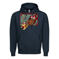 Navy Merry Christmas Lips Santa Zipper Hoodie - Bettercallsaul