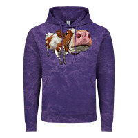 Cloud Purple cute simmental cow Vintage Hoodie - LillyAllenDesigns