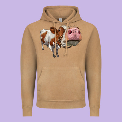 Cute Simmental Cow Vintage Hoodie Designed By Lillyallendesigns