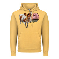 Vintage Mustard cute simmental cow Vintage Hoodie - LillyAllenDesigns