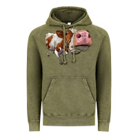 Vintage Olive cute simmental cow Vintage Hoodie - LillyAllenDesigns