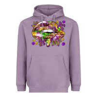 Lavender Mardi Gras lips Heavyweight Hoodie - HowdyJamesFarm