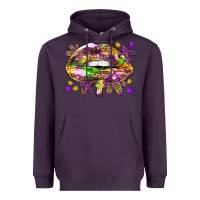 Plum Mardi Gras lips Heavyweight Hoodie - HowdyJamesFarm