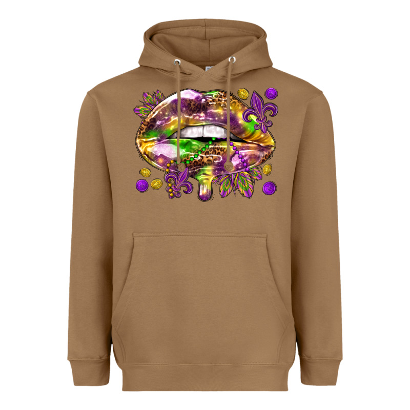 Mardi Gras Lips Heavyweight Hoodie by HowdyJamesFarm | Teevron