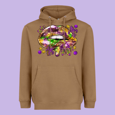 Mardi Gras Lips Heavyweight Hoodie Designed By Howdyjamesfarm
