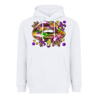 White Mardi Gras lips Heavyweight Hoodie - HowdyJamesFarm