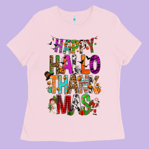 Happy Hallothankmas Ladies Tee Designed By Fadigitalartstudio