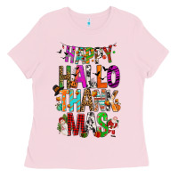 Bubblegum Pink happy hallothankmas Ladies Tee - FaDigitalArtStudio