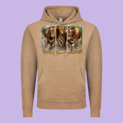 3 Red Angus Bulls Vintage Hoodie Designed By Lillyallendesigns