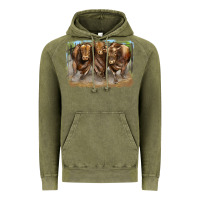 Vintage Olive 3 red angus bulls Vintage Hoodie - LillyAllenDesigns