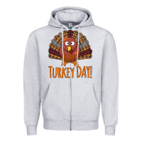 Heather Grey Happy Turkey Day - Thanksgiving Party Zipper Hoodie - Bettercallsaul