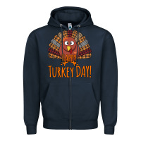 Navy Happy Turkey Day - Thanksgiving Party Zipper Hoodie - Bettercallsaul