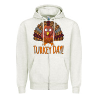 Oatmeal Heather Happy Turkey Day - Thanksgiving Party Zipper Hoodie - Bettercallsaul