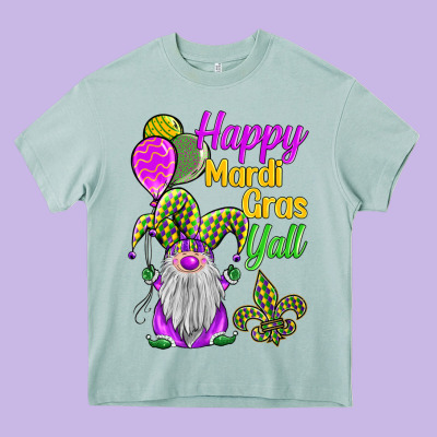 Happy Mardi Gras Y'all Heavy Core Tee Designed By Barkaloodesign