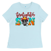 Baby Blue firefighter son boy Ladies Tee - HRA Design Shop