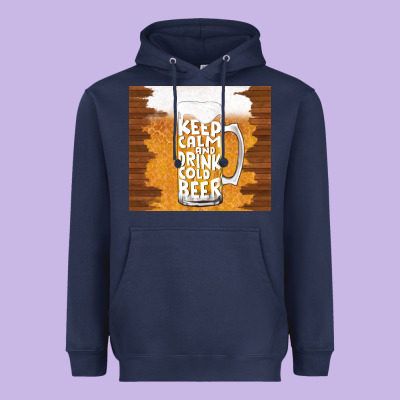 Keep Calm And Drink Cold Beer Heavyweight Hoodie Designed By Tumblerdesignbyshophia