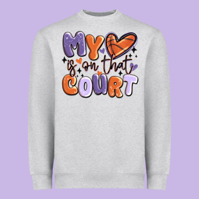 My Heart Is On That Court Heavyweight Sweatshirt Designed By Maliassmallbusiness