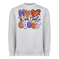 Heather Grey my heart is on that court Heavyweight Sweatshirt - MaliasSmallBusiness