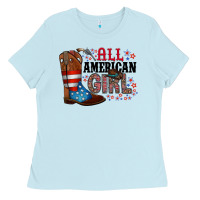 Baby Blue all american girl Ladies Tee - RacoonDesign