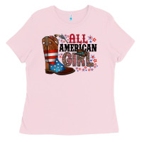 Bubblegum Pink all american girl Ladies Tee - RacoonDesign