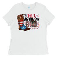 White all american girl Ladies Tee - RacoonDesign