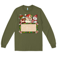 Army Green santa reindeer snowman preview and costom name Long Sleeve Tee - MaliasSmallBusiness