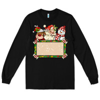 Black santa reindeer snowman preview and costom name Long Sleeve Tee - MaliasSmallBusiness