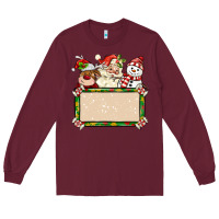 Burgundy santa reindeer snowman preview and costom name Long Sleeve Tee - MaliasSmallBusiness