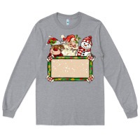 Heather Grey santa reindeer snowman preview and costom name Long Sleeve Tee - MaliasSmallBusiness