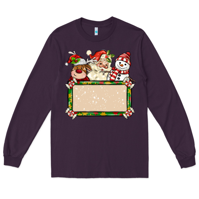 Santa Reindeer Snowman Preview And Costom Name Long Sleeve Tee by MaliasSmallBusiness | Teevron