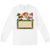 White santa reindeer snowman preview and costom name Long Sleeve Tee - MaliasSmallBusiness