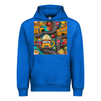 Cobalt school bus coffee and star with leopard seamless pattern bbs Urban Hoodie - BundleAndBundleShop