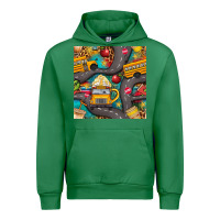 Emerald school bus coffee and star with leopard seamless pattern bbs Urban Hoodie - BundleAndBundleShop