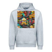 Heather Grey school bus coffee and star with leopard seamless pattern bbs Urban Hoodie - BundleAndBundleShop