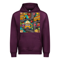Mauve Wine school bus coffee and star with leopard seamless pattern bbs Urban Hoodie - BundleAndBundleShop