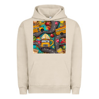 Pigment French Oak school bus coffee and star with leopard seamless pattern bbs Urban Hoodie - BundleAndBundleShop