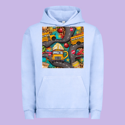 School Bus Coffee And Star With Leopard Seamless Pattern Bbs Urban Hoodie Designed By Bundleandbundleshop