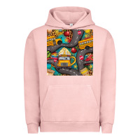 Pigment Salmon school bus coffee and star with leopard seamless pattern bbs Urban Hoodie - BundleAndBundleShop