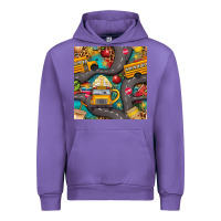 Tulip school bus coffee and star with leopard seamless pattern bbs Urban Hoodie - BundleAndBundleShop