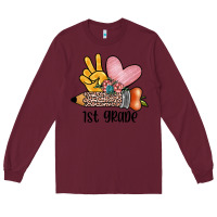 Burgundy peace love 1st grade Long Sleeve Tee - JahusDesignShop